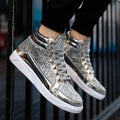 Sneakers Montantes Toile Effet Bling Unisexe Argent Noir Or – CLEVI Paris