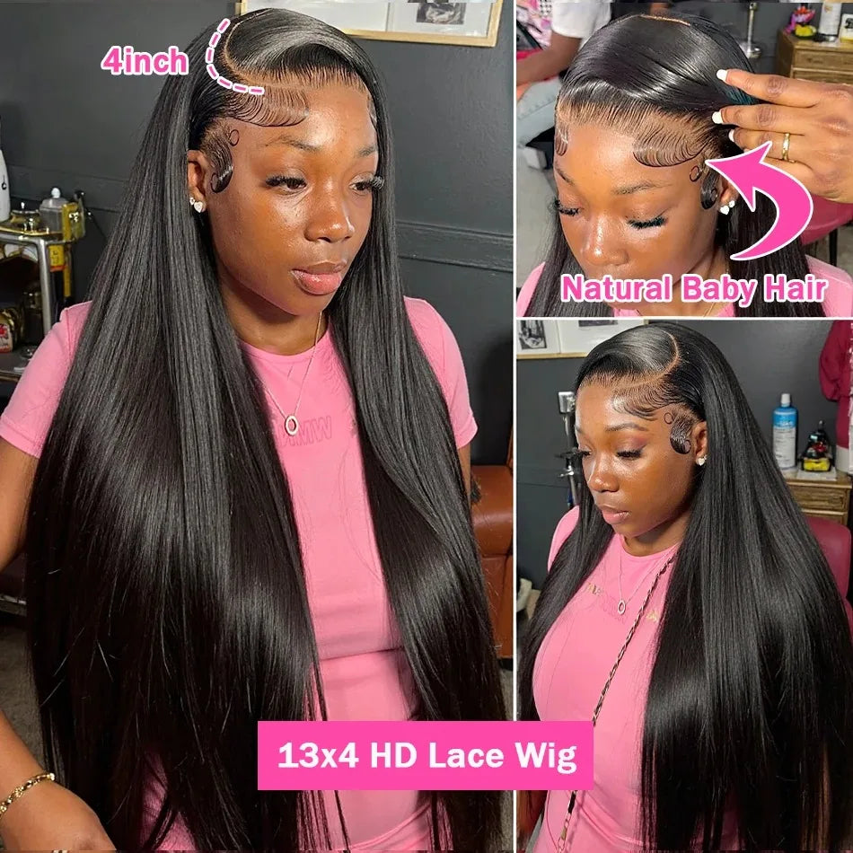 Perruque HD Lace Frontal Straight Cheveux Brésiliens Virgin Hair | 13x4, 13x6, 5x5, 2x6 HD Lace | Densité 200-250% | 20-38 Pouces – CLEVI Paris