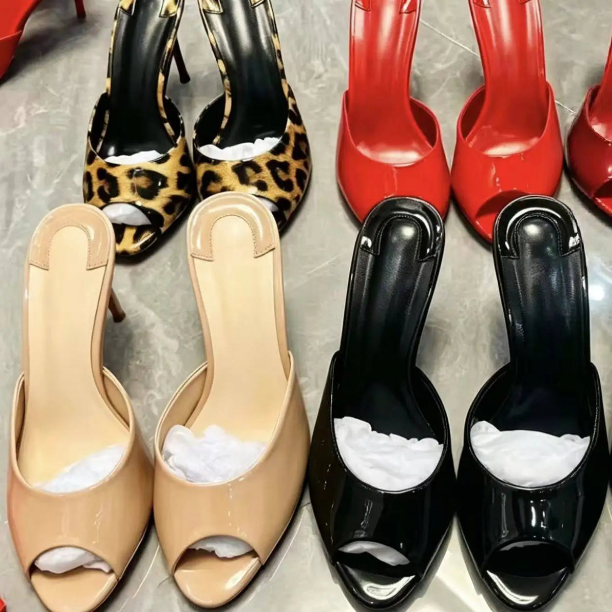 Mules femme à talon aiguille et bout ouvert – CLEVI Paris