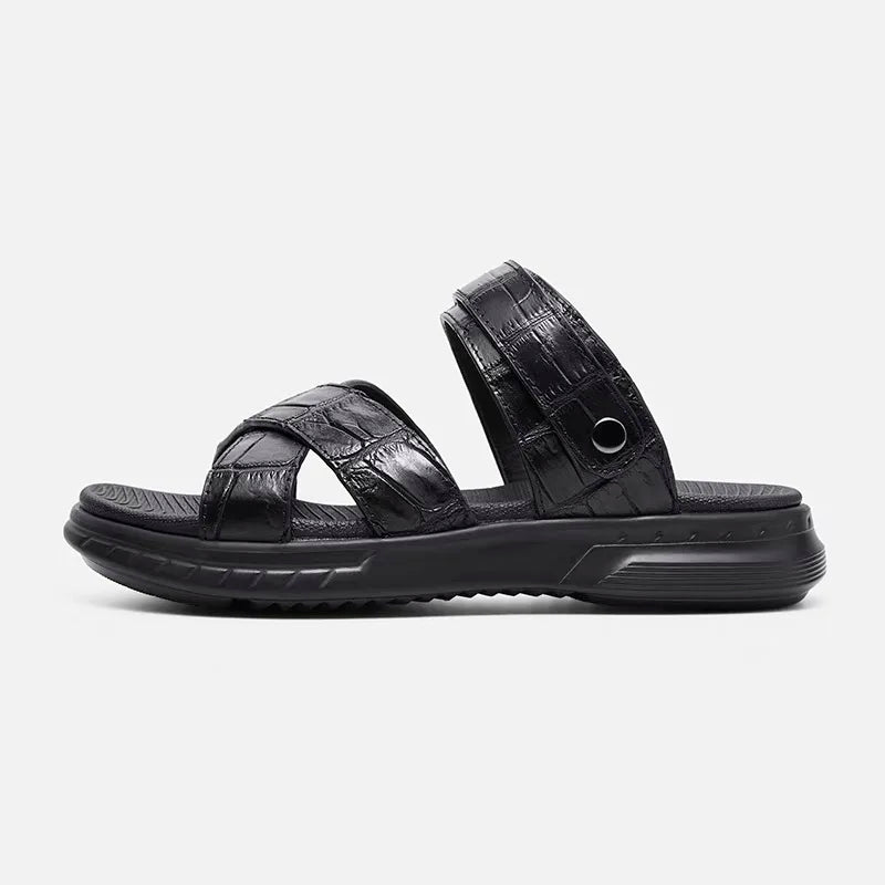 Sandales homme noires en cuir – CLEVI Paris