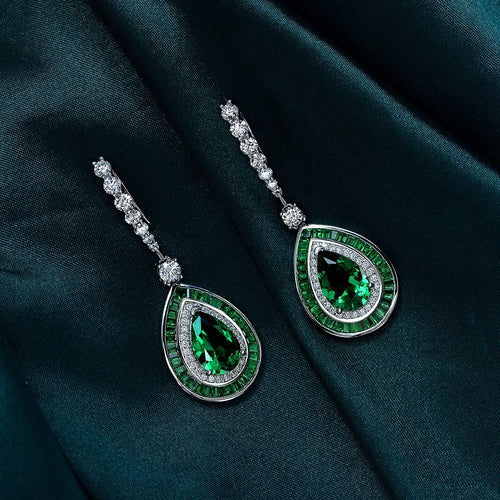 Boucles Oreilles Vintage Émeraude Rubis Argent 925 – CLEVI Paris