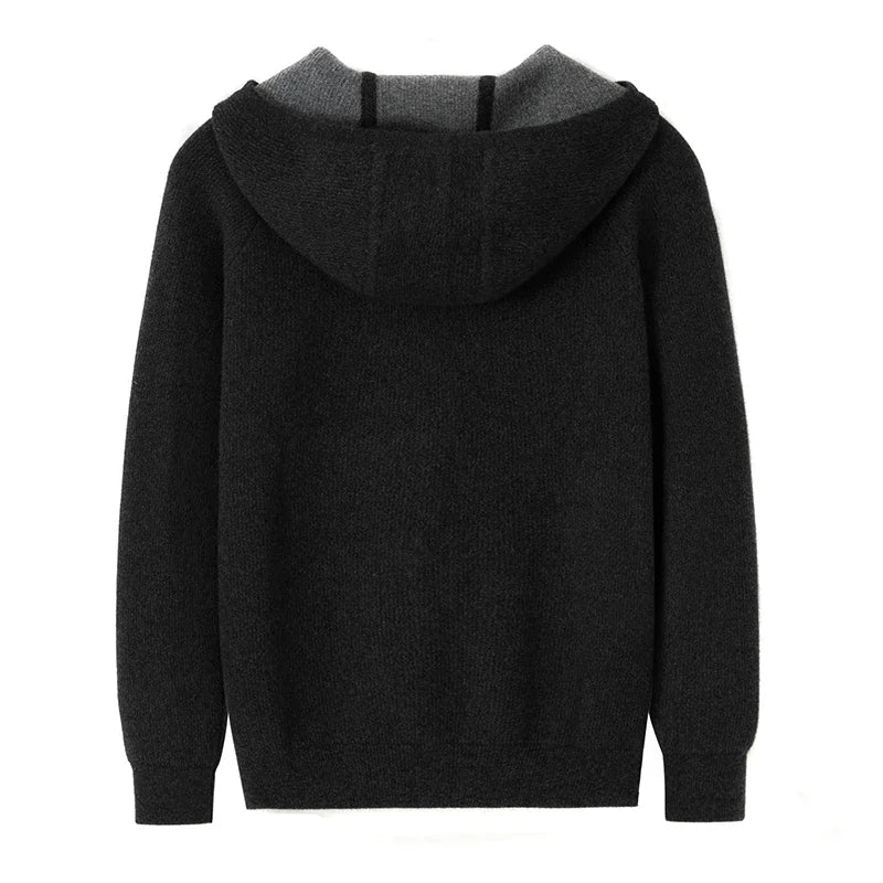 Cardigan homme cachemire zippé à capuche – CLEVI Paris
