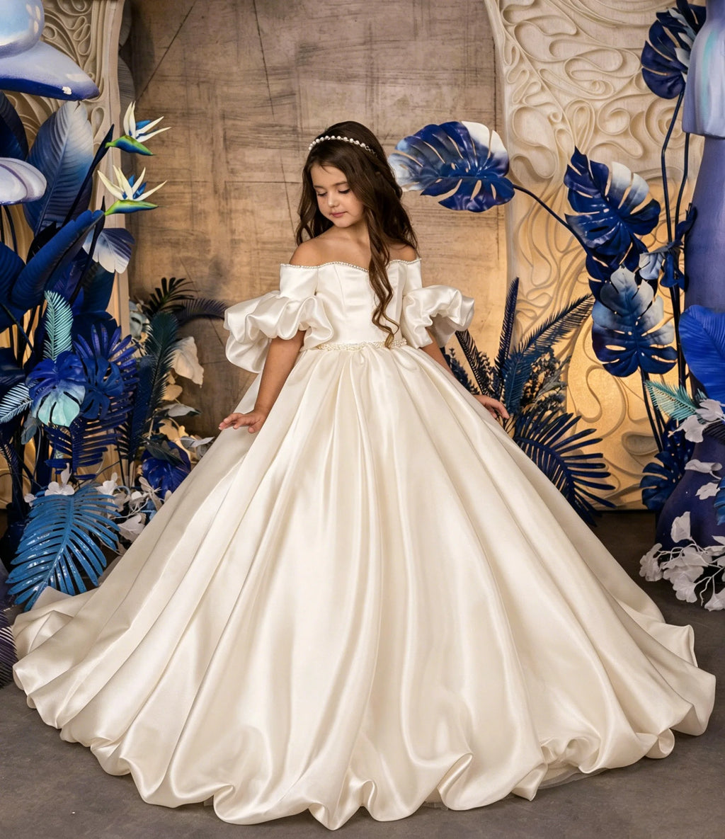 Robe cérémonie fille en satin ZHJ – CLEVI Paris
