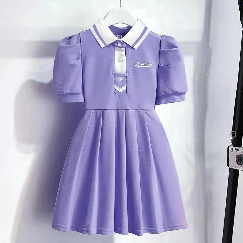 Robe fille plissée à manches bouffantes – CLEVI Paris