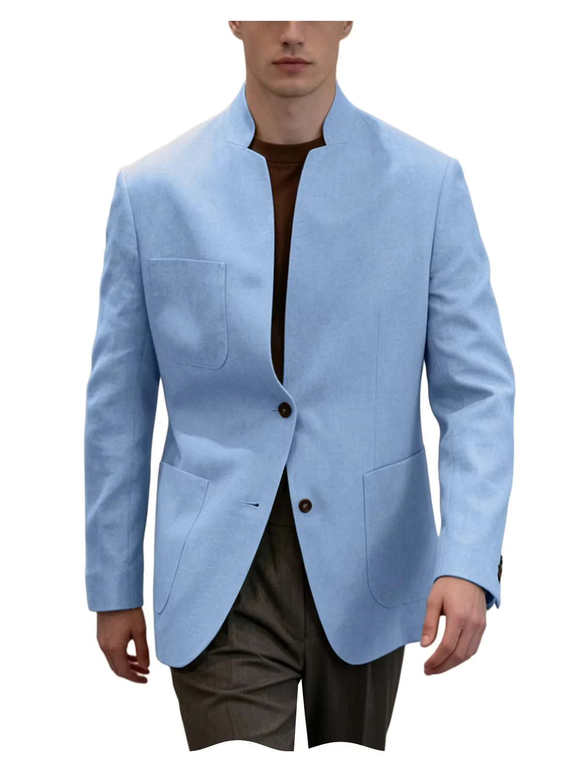 Blazer Lin Homme Col Mandarin – CLEVI Paris