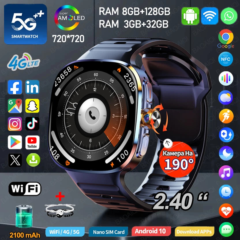Montre BAOAIQI 4G AMOLED 2,4″ avec SIM – CLEVI Paris