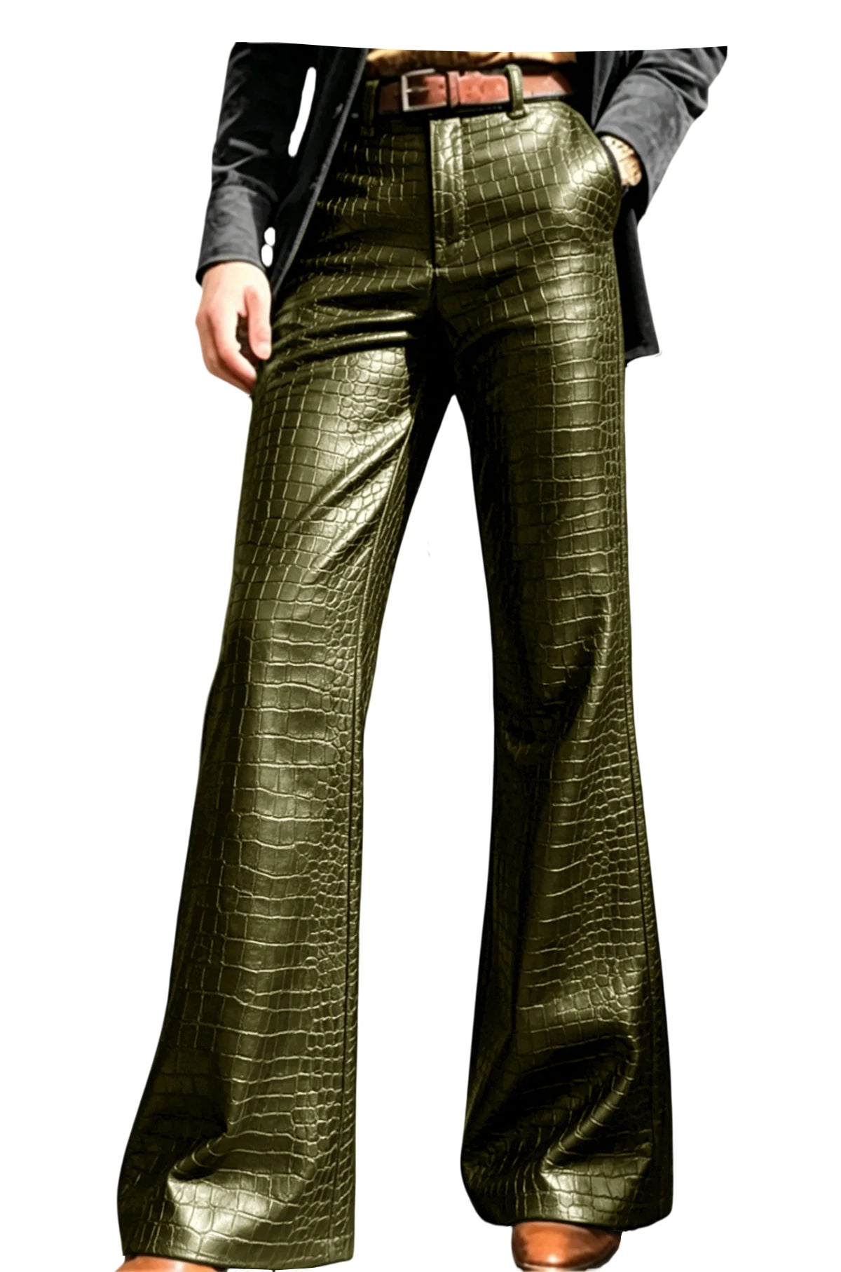 Pantalon évasé effet crocodile homme – CLEVI Paris