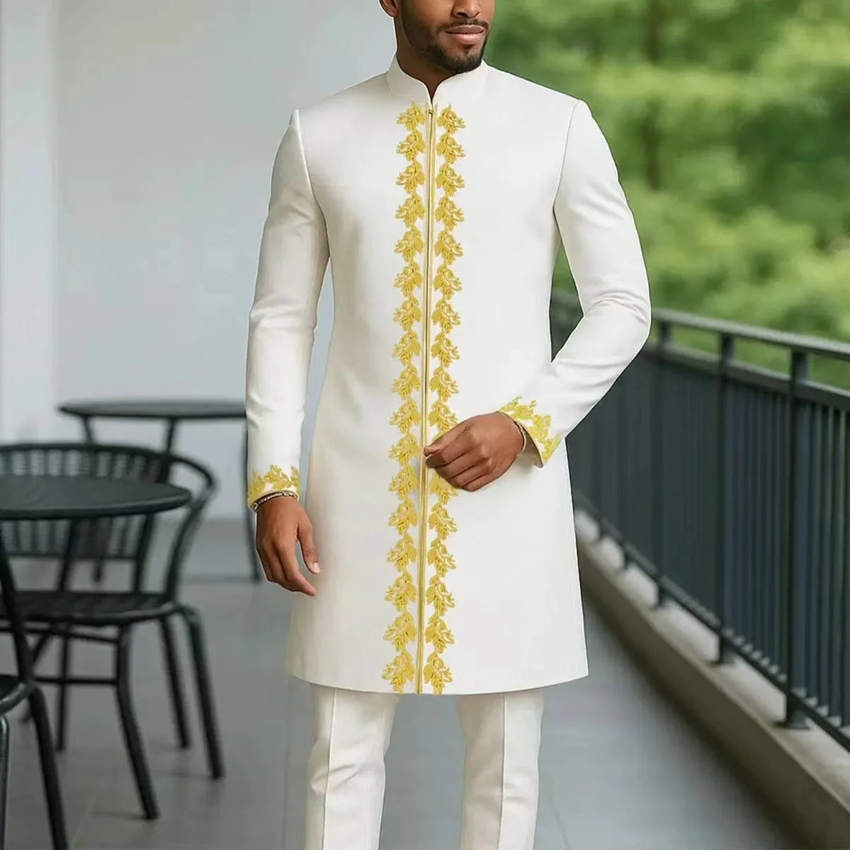 Ensemble 2 Pièces Homme Style Africain Broderie Tuxedo – CLEVI Paris