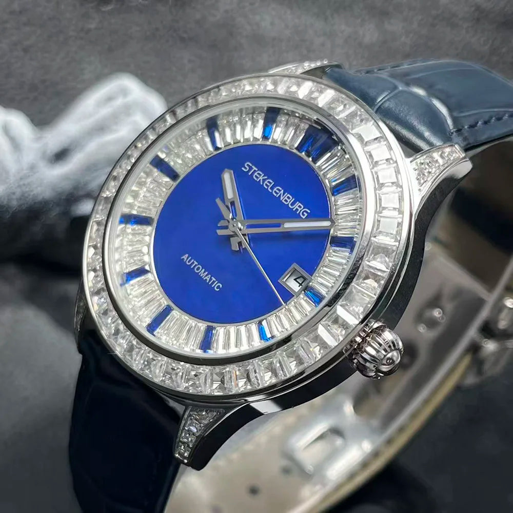 Montre Homme Luxe Automatique HUAYRA – Diamants Bracelet Cuir Lumineuse Étanche – CLEVI Paris