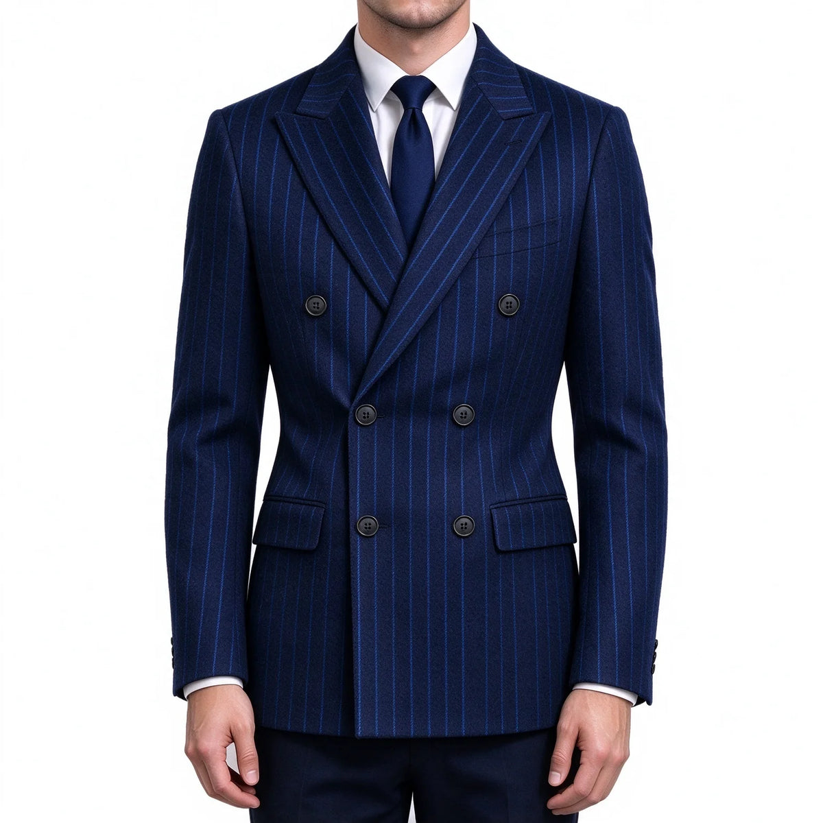 Blazer homme croisé à fines rayures – CLEVI Paris