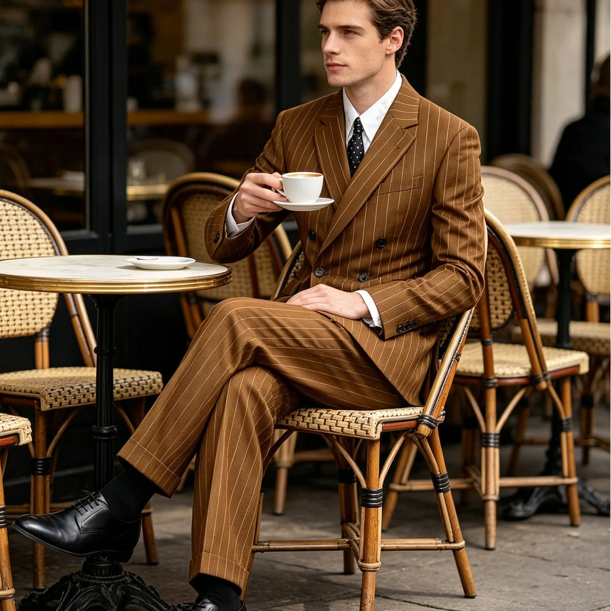 Costume rayé croisé 2 pièces homme – CLEVI Paris