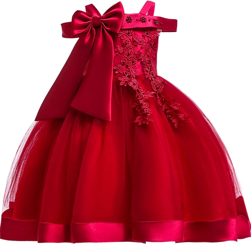 Robe cérémonie fille à fleurs appliquées – CLEVI Paris