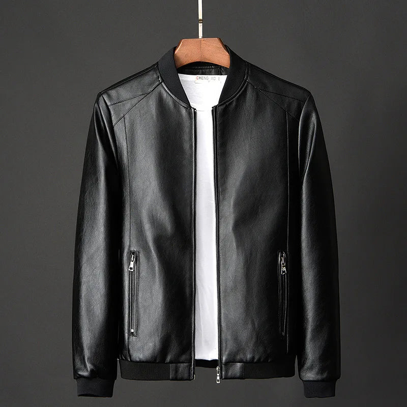 Veste homme en simili cuir à col montant – CLEVI Paris