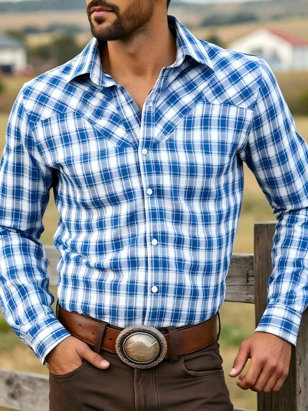 Chemise homme à carreaux manches longues – CLEVI Paris