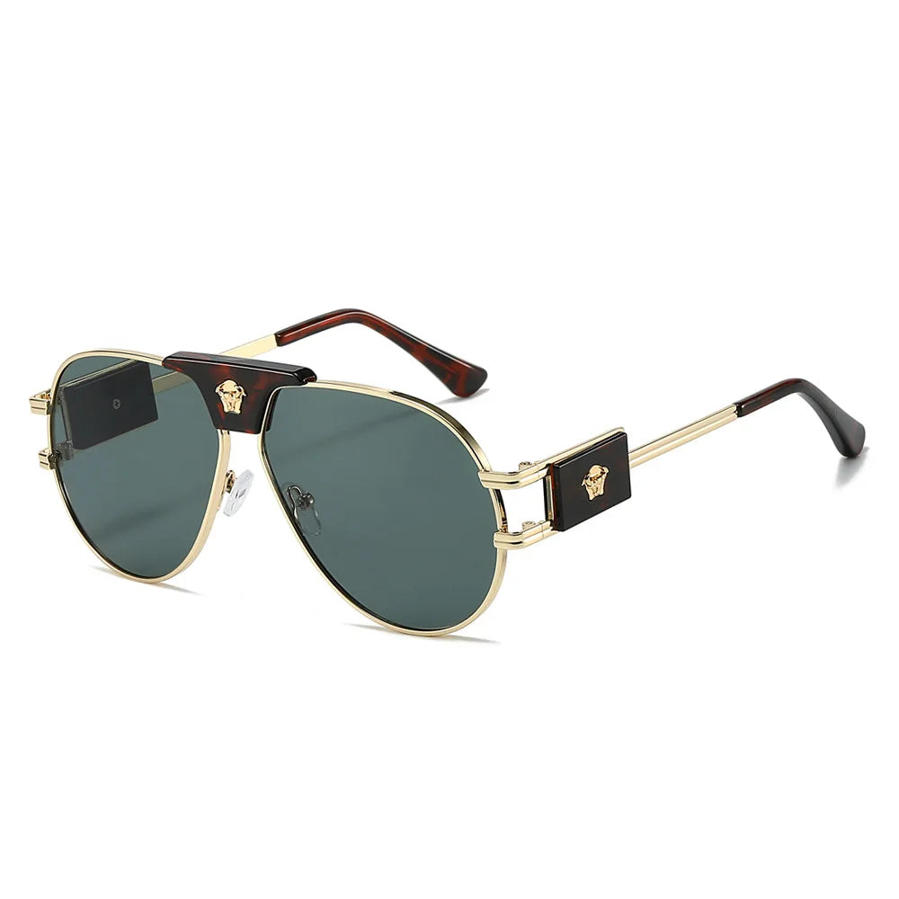 Lunettes de Soleil Aviateur Femme – Style Pilote Décor Tête de Taureau UV400 – CLEVI Paris
