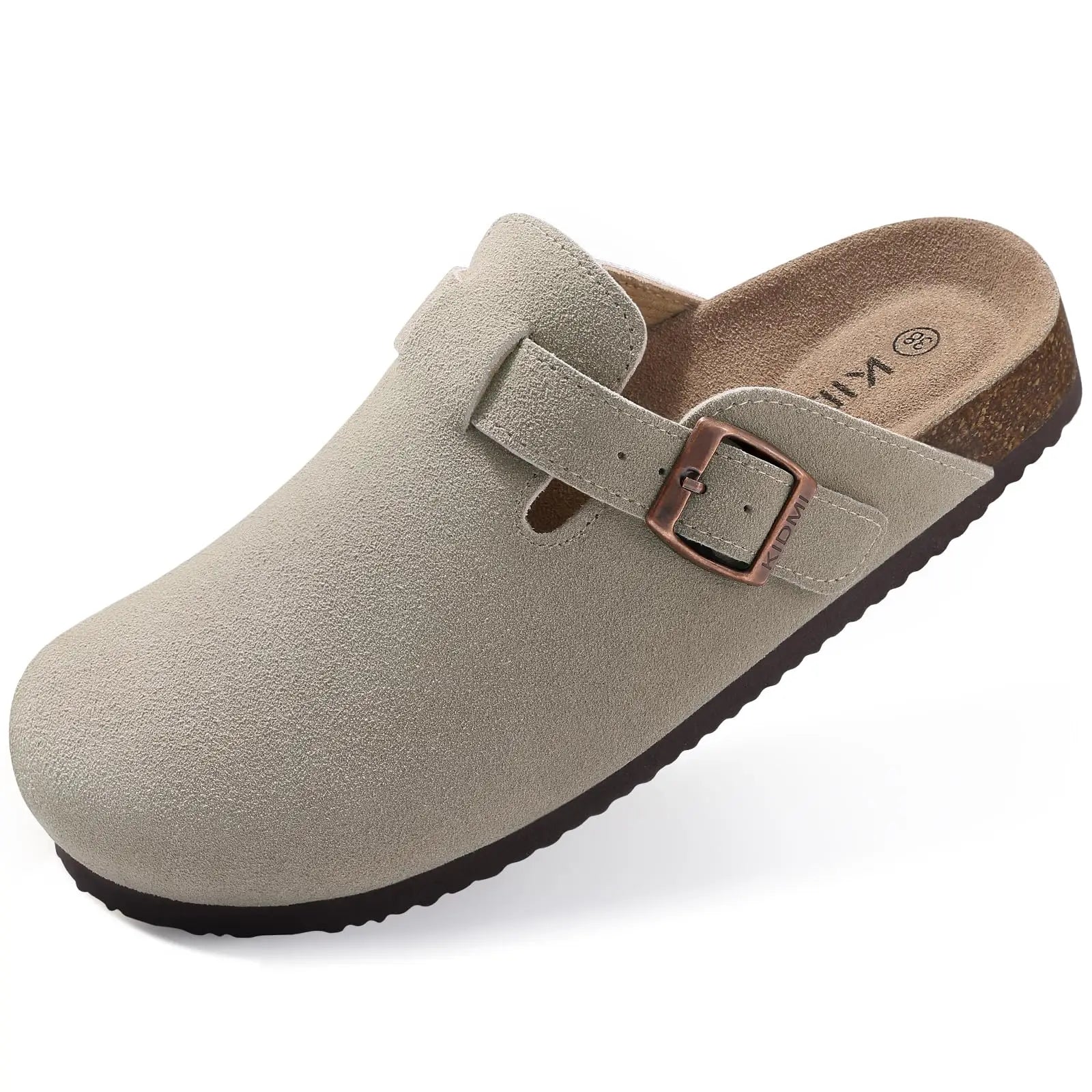 Mules Suède Boucle Métal Semelle Liège Soutien de Voûte | Mixte EU 36-46