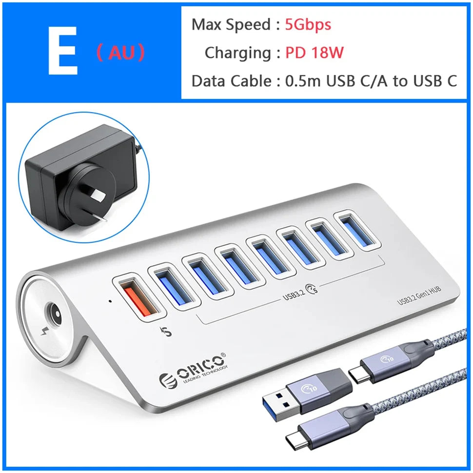Docking Station ORICO USB-C 10Gbps 4 7 Ports PD60W Aluminium PC Mac – CLEVI Paris