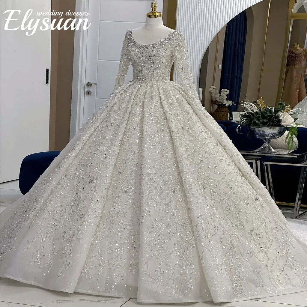 Robe de mariée en tulle robe de bal col bateau – CLEVI Paris