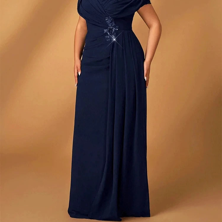 Robe de soirée en mousseline perlée – CLEVI Paris