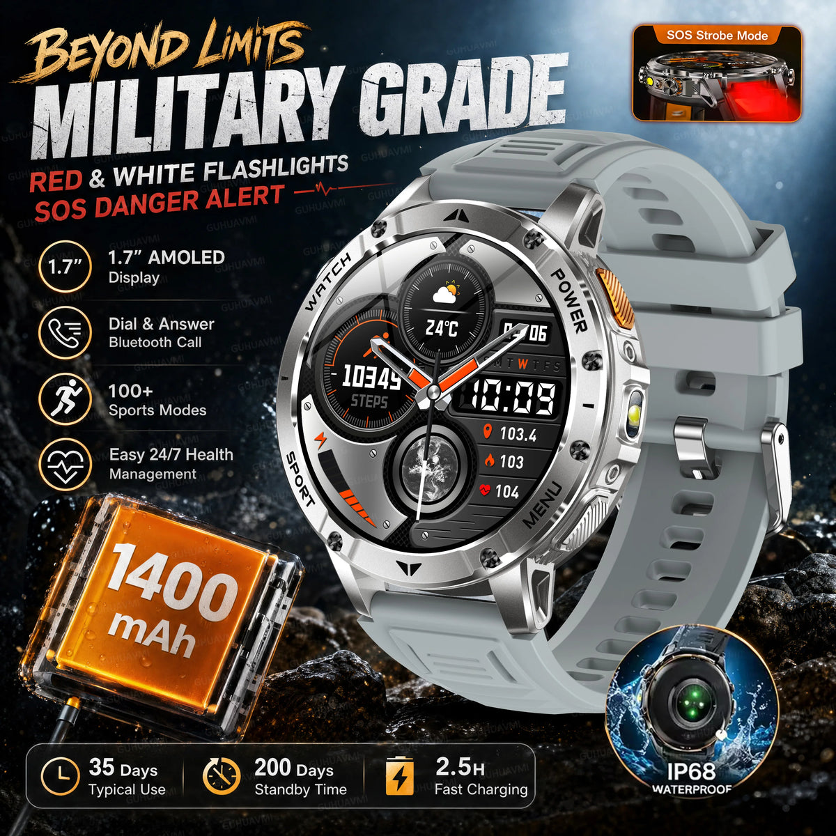 Montre AK112 AMOLED 1,7″ 1400 mAh – CLEVI Paris