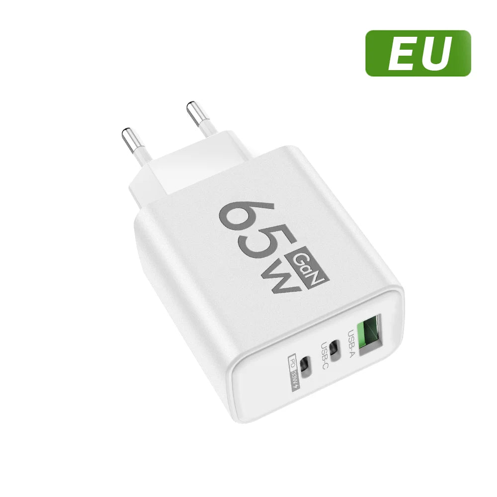 Chargeur USB-C 65W Quick Charge 3.0 Prise EU US KR – CLEVI Paris