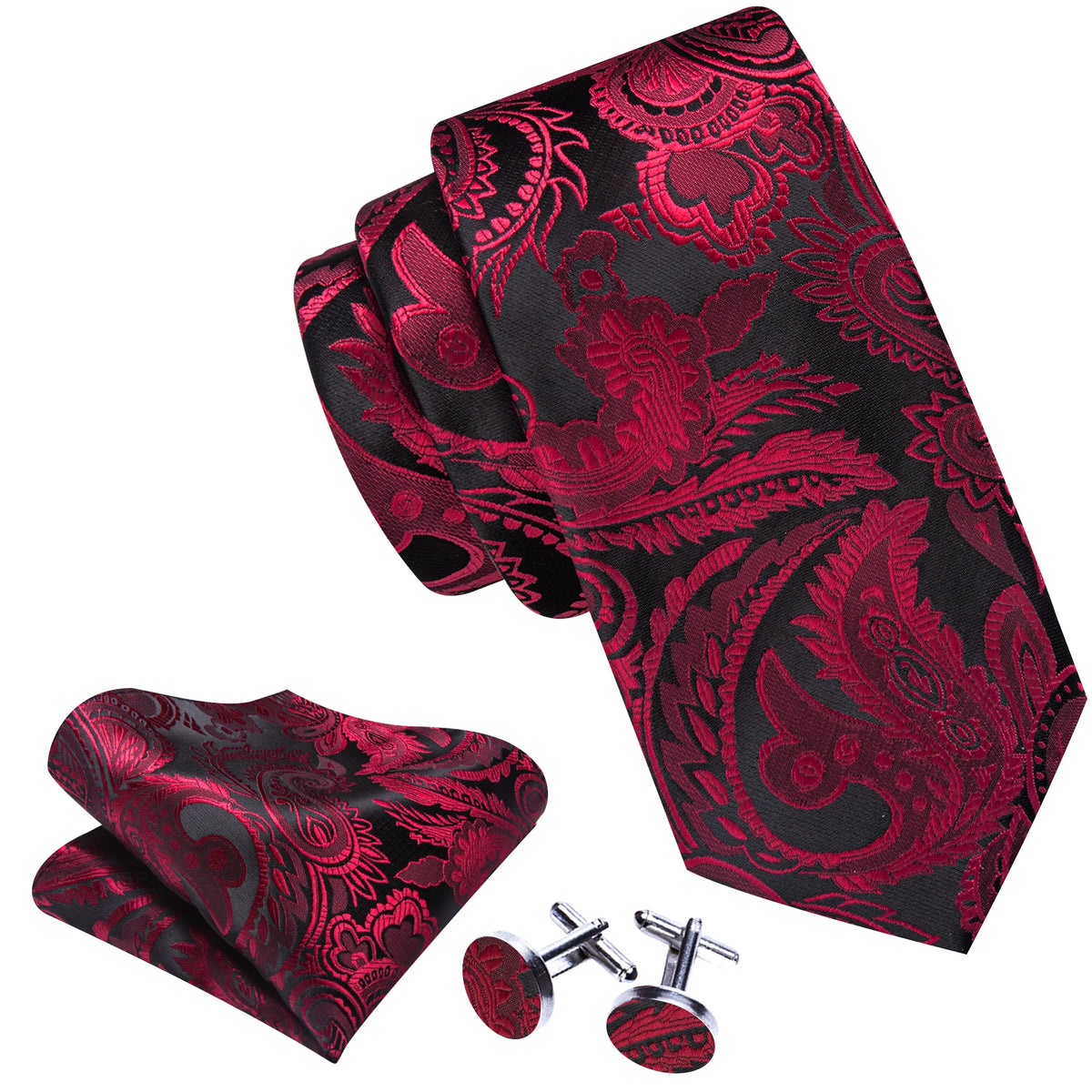 Coffret cravate homme paisley, pochette et boutons – CLEVI Paris