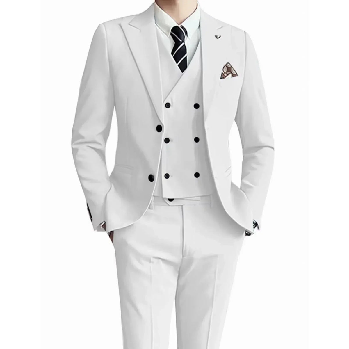Costume homme 3 pièces uni, veste et gilet – CLEVI Paris