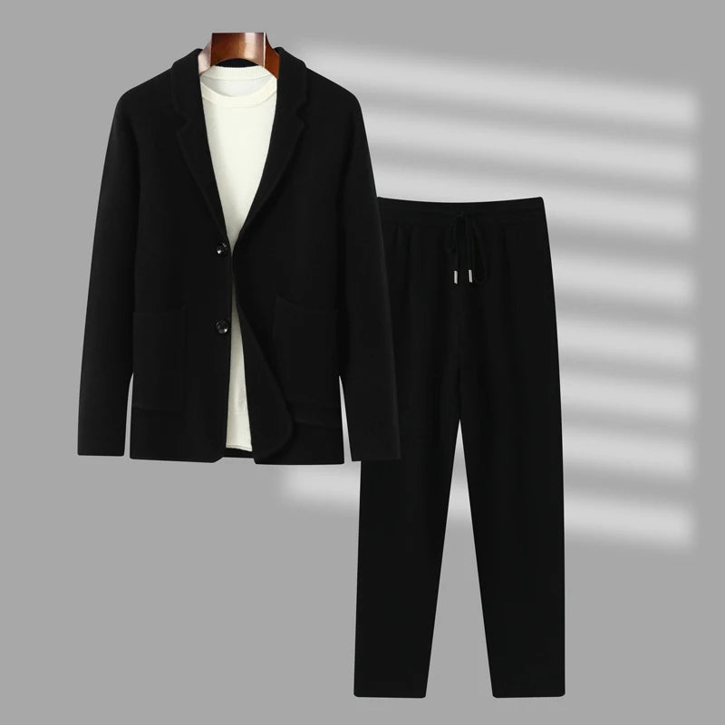 Ensemble homme cachemire cardigan à revers – CLEVI Paris