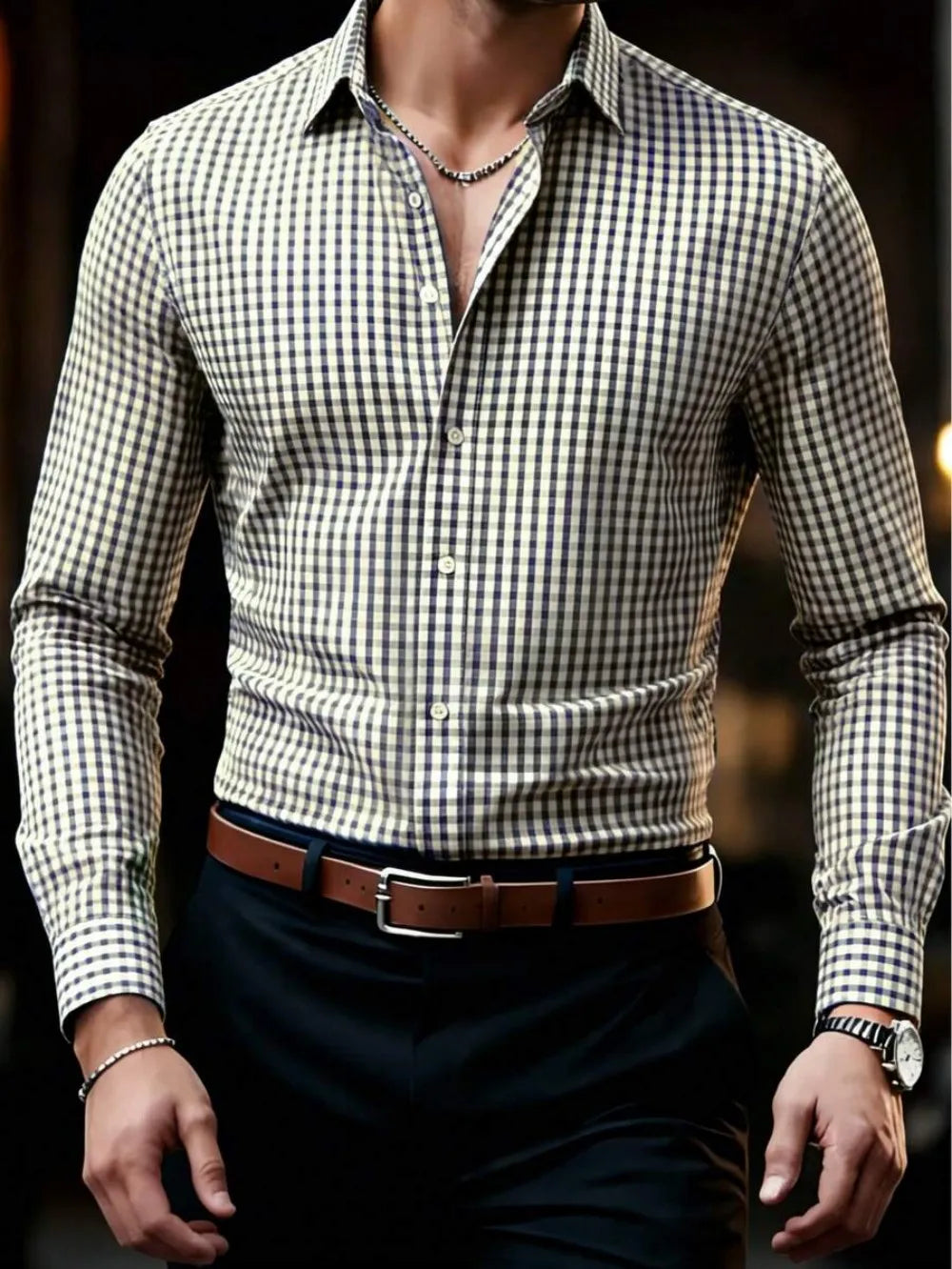 Chemise homme à carreaux classique – CLEVI Paris