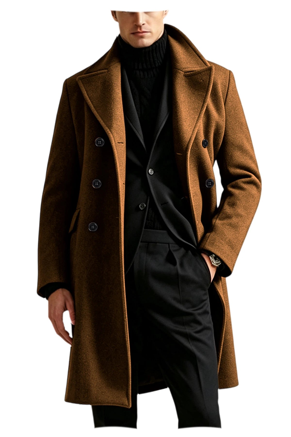 Manteau long homme laine mélangée croisé – CLEVI Paris