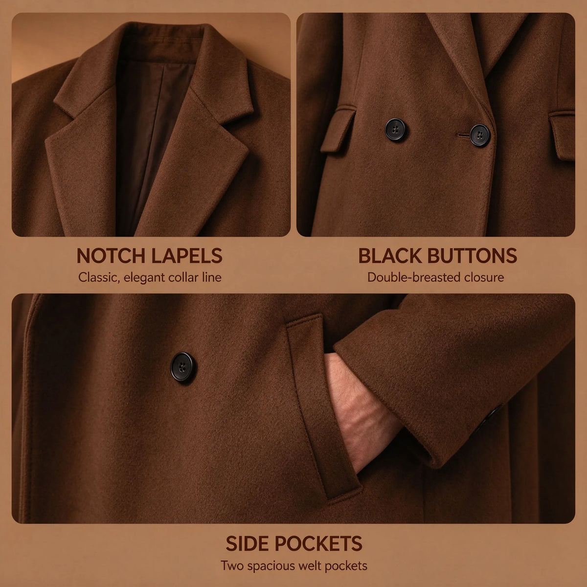 Manteau homme très long en laine mélangée – CLEVI Paris