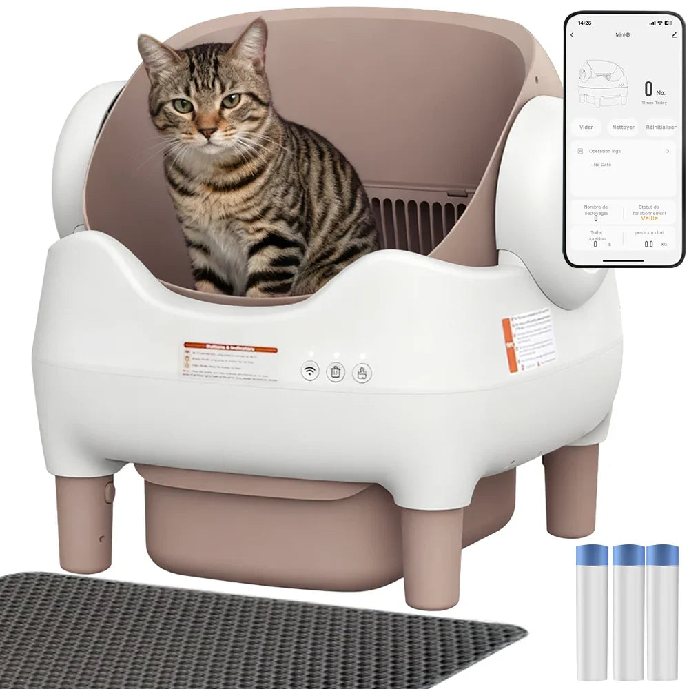 Litière autonettoyante semi-fermée pour chat – CLEVI Paris