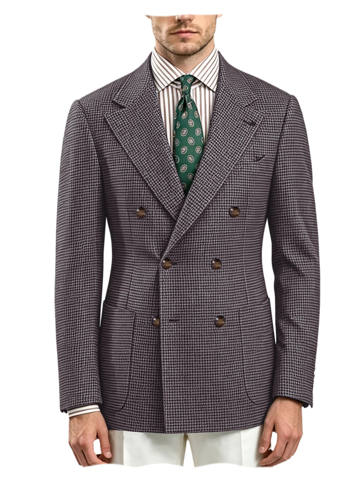 Blazer homme pied-de-poule à double boutonnage – CLEVI Paris
