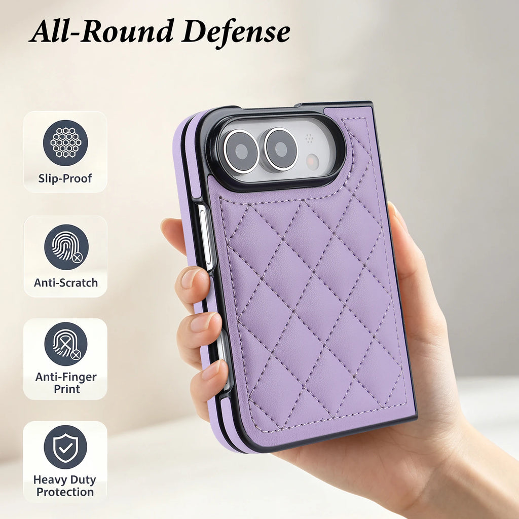 Coque iPhone Duo en simili cuir quadrillé – CLEVI Paris