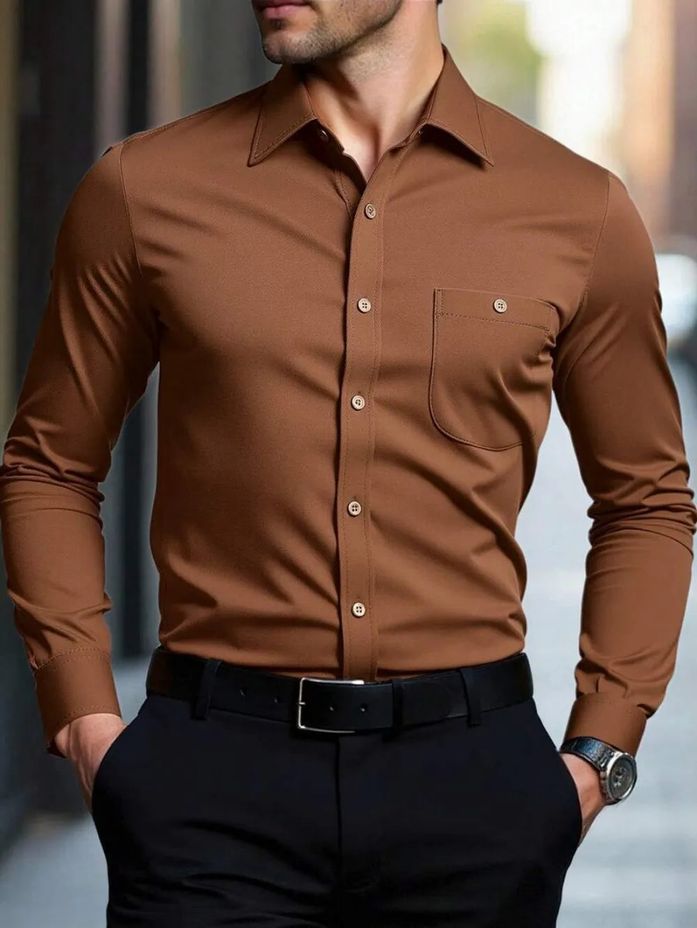 Chemise homme unie élégante – CLEVI Paris