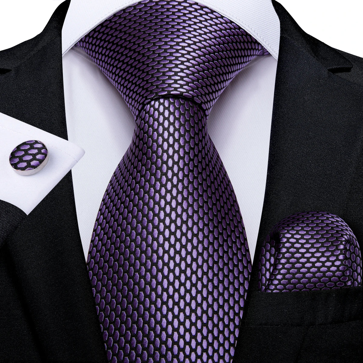 Coffret cravate homme à pois, pochette et boutons – CLEVI Paris