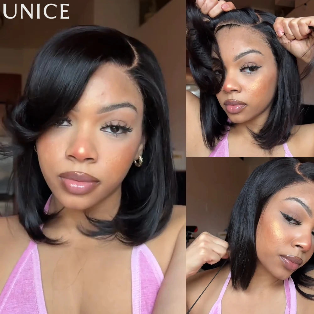 Perruque bob lisse en cheveux humains – CLEVI Paris