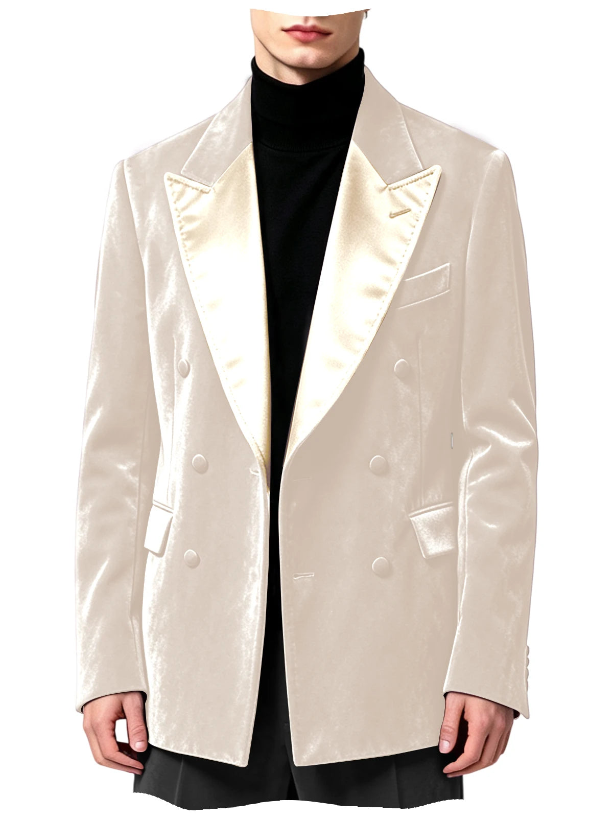 Blazer homme velours croisé à revers satinés – CLEVI Paris