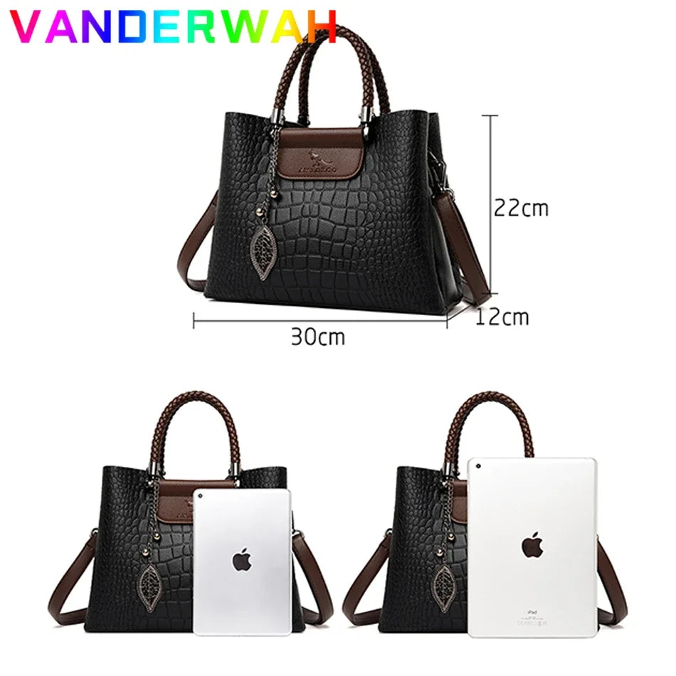 Sac Bandoulière Cuir Motif Croco Femme 3 Poches – CLEVI Paris