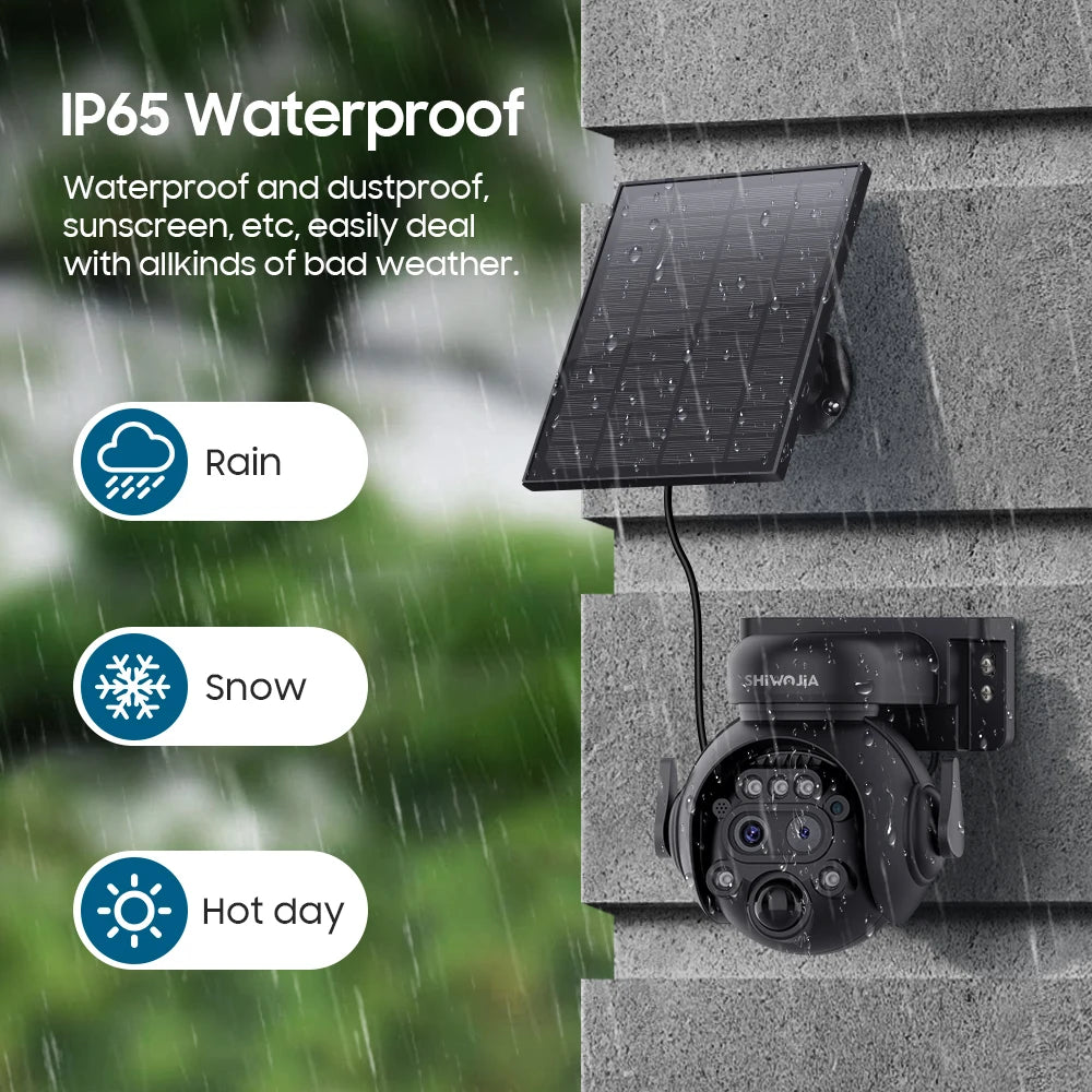 Caméra Solaire Extérieure 8MP 4K Double Objectif Zoom 12x 4G Wi-Fi PIR IP65 – CLEVI Paris