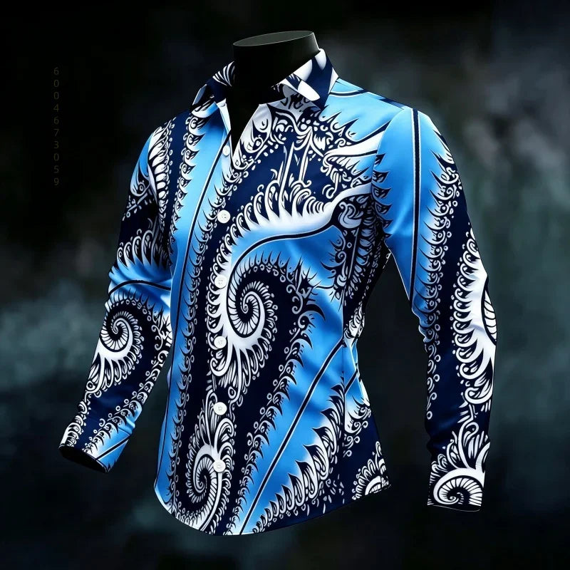 Chemise Homme Imprimée à Manches Longues – CLEVI Paris
