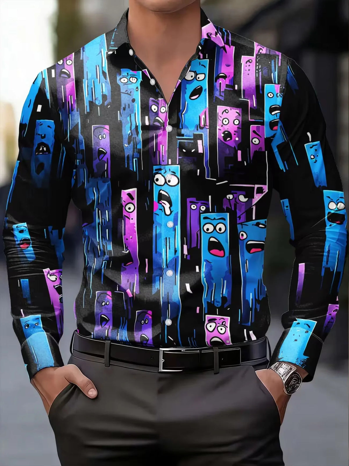Chemise Homme Imprimée 3D Aigle Flamboyant – CLEVI Paris
