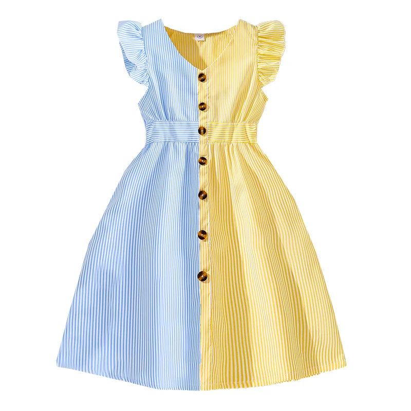 Robe fille sans manches à col V – CLEVI Paris