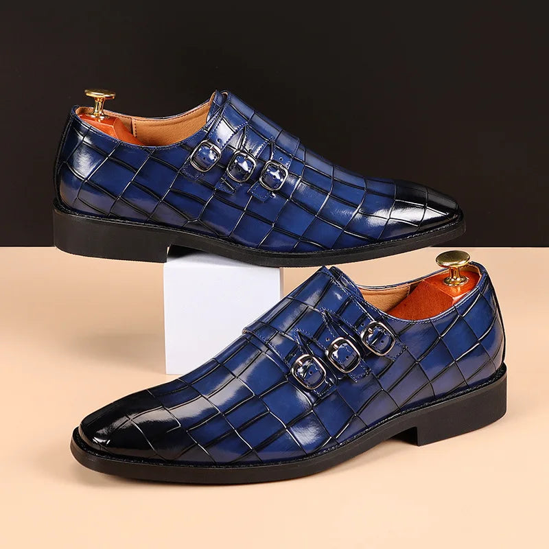 Oxford Homme Cuir Bout Carré Boucle Bureau Mariage | 5 Coloris EU 38-48