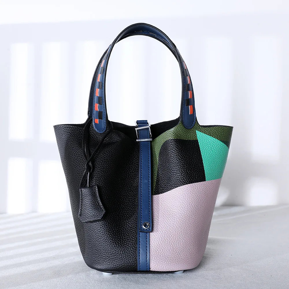 Sac Seau Cuir Véritable Femme Motif Peinture – CLEVI Paris