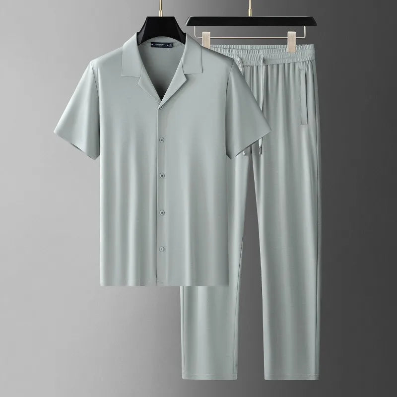Ensemble homme chemise manches courtes et pantalon – CLEVI Paris