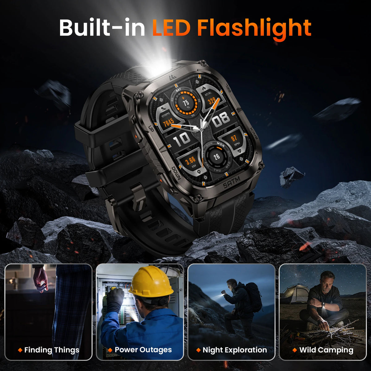 Montre KOSPET TANK M4C GPS et lampe LED – CLEVI Paris