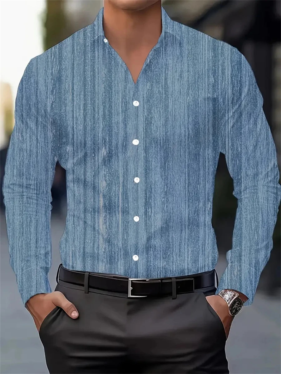 Chemise homme imprimée à manches longues – CLEVI Paris