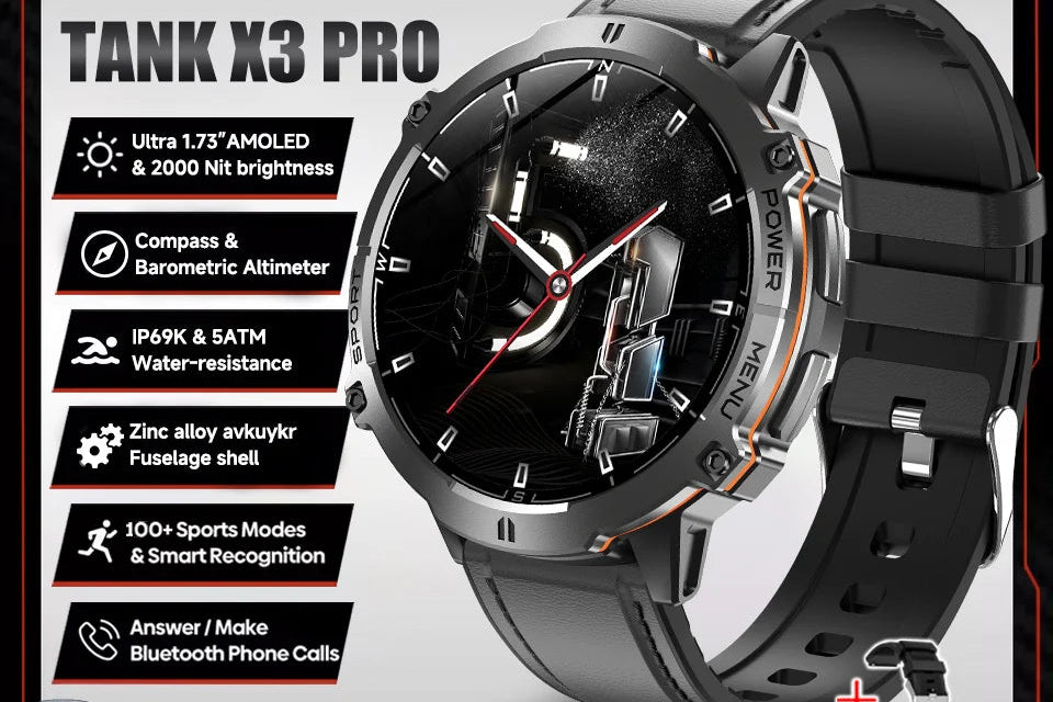 Montre connectée unisexe AMOLED 1,73″ – CLEVI Paris