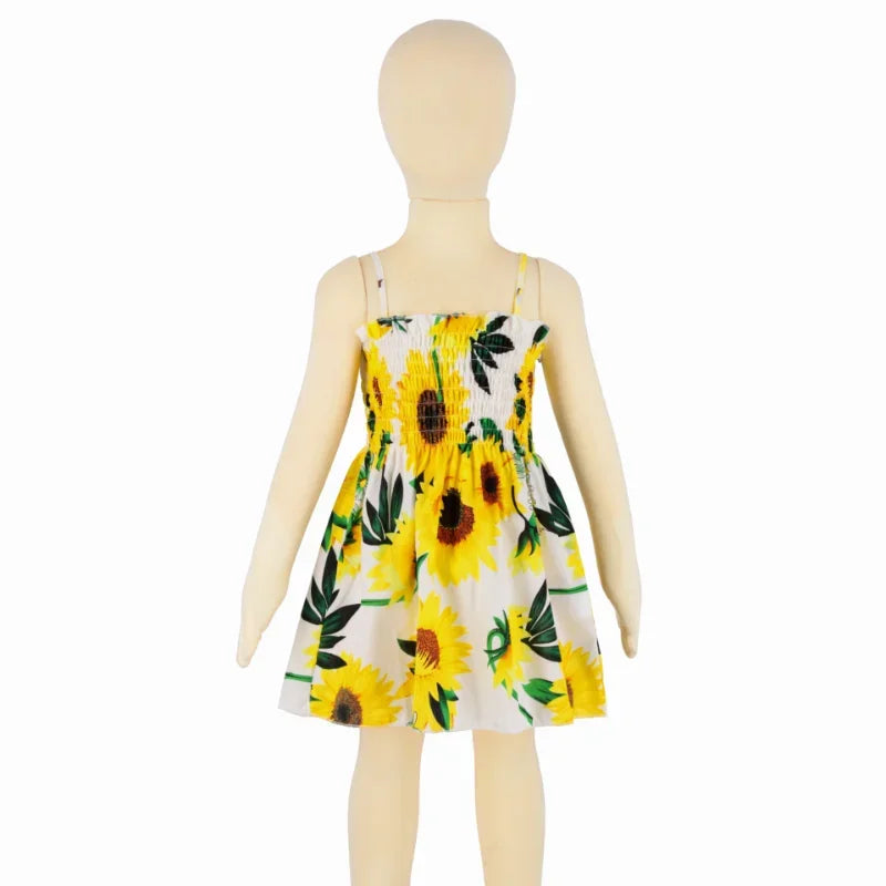 Robe d’été fille à fleurs sans manches – CLEVI Paris